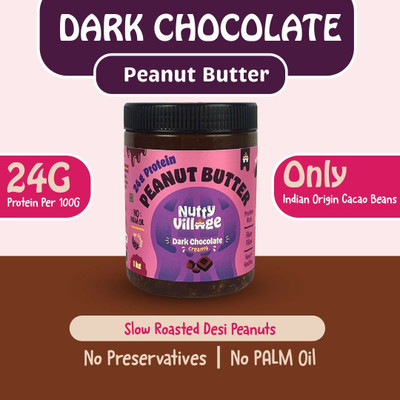 Nutty Village Peanut Butter | Dark Chocolate | Creamy | High Protein, No Refined Sugar, 1 kg(1 kg)