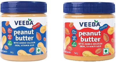 VEEBA PEANUT BUTTER CREAMY + CRUNCHY(680 g, Pack of 2)
