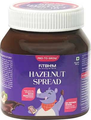 Pro-To-Grow Fitbhim Hazelnut Spread | Bhim Banana, Cocoa | Jaggery, Dates | No Refined Sugar(300 g)