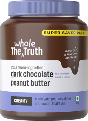 The Whole Truth Dark Chocolate Peanut Butter - Creamy | SUPER SAVER PACK | No Added Sugar(925 g)