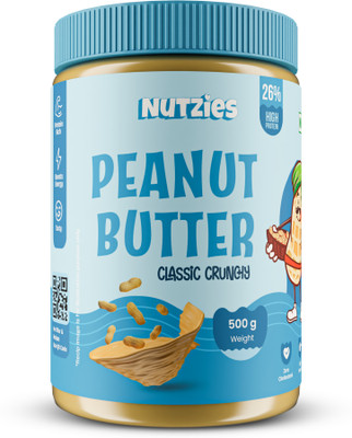 NUTZIES Original Classic Peanut Butter Crunchy - with High Protein 26g & 10g Fiber(400 g)
