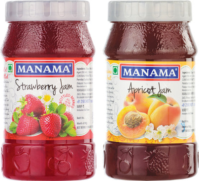 MANAMA Strawberry Jam and Apricot Jam(500 g, Pack of 2)