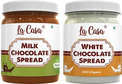 La Casa Choco Spread Combo - Milk + White Chocolate Spread | 700 g(Pack of 2)