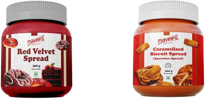 mavee's Red Velvet & Caramel Spread Paste - Premium Toppings, Baking Solutions(300 g, Pack of 2)