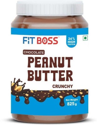 FITBOSS Chocolate Peanut Butter Crunchy|High Protein Tasty &Healthy Peanut Butter|Vegan| 825 g