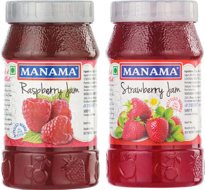 MANAMA Raspberry Jam and Strawberry Jam(500 g, Pack of 2)