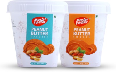 Master Farmer Classic Combo - Regular Smooth (200g) + Regular Crunchy (200g) Peanut Butter 400 g(Pack of 2)