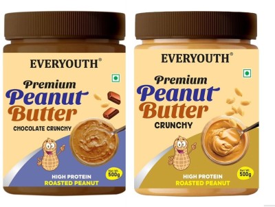 everyouth Premium Peanut Butter Chocolate Crunchy & Crunchy|26g Protein|Zero Cholesterol| 1000 g(Pack of 2)