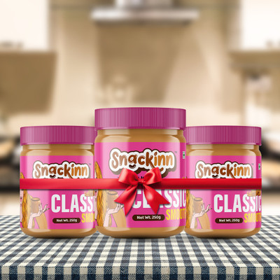 snackinn CLASSIC SMOOTH Peanut Butter Combo Pack | 3 Jars 250g Each(750 g, Pack of 3)