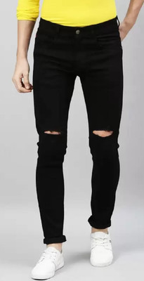 POKHINDA Skinny Men Black Jeans