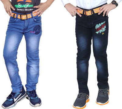 Kundan Regular Boys Light Blue, Black Jeans(Pack of 2)