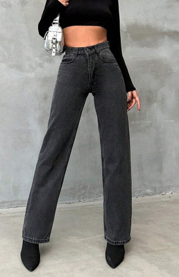 N J FASHION Straight Fit Women Grey Jeans