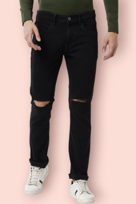 POKHINDA Skinny Men Black Jeans