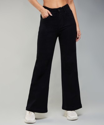 DOLCE CRUDO Flared Women Black Jeans