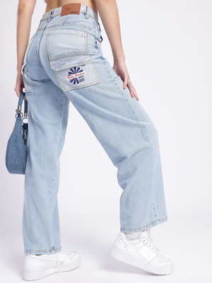 Glitchez Relaxed Fit Women Light Blue Jeans