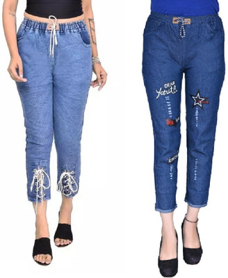GlamSmart Regular Girls Light Blue, Dark Blue Jeans(Pack of 2)