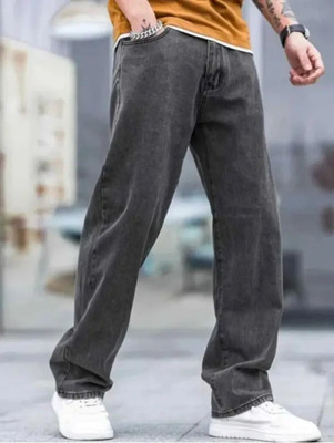 White leapard Loose Fit Men Grey Jeans