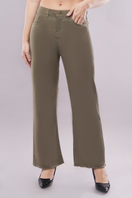 MEGHZ Flared Women Green Jeans