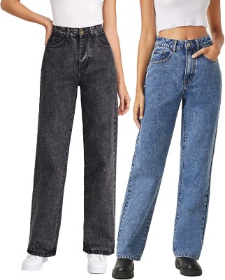 KOTTY Regular Women Blue, Black Jeans(Pack of 2)