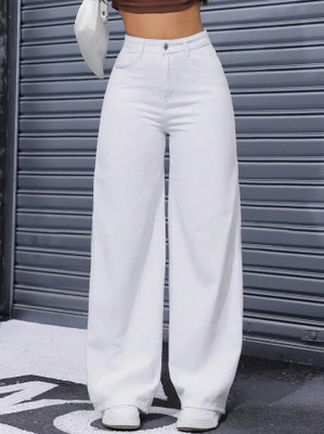 woomny Straight Fit Women White Jeans