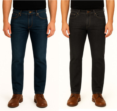 WHITEWOLFY Straight Fit Men Dark Blue, Blue Jeans(Pack of 2)