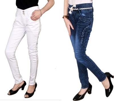 Fandom Collection Regular Girls White, Dark Blue Jeans(Pack of 2)