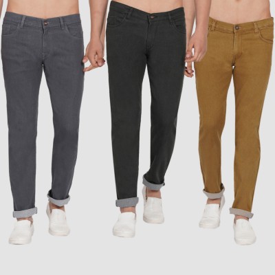 Dais Slim Men Grey, Green, Brown Jeans(Pack of 3)