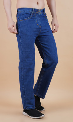 White leapard Loose Fit Men Dark Blue Jeans