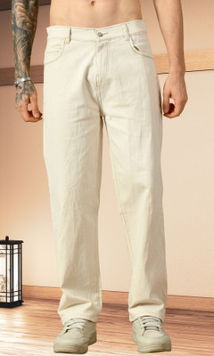 White leapard Regular Men Beige Jeans