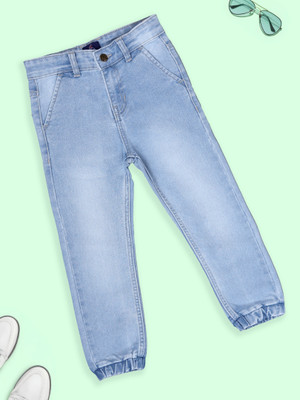 KiddoPanti Jogger Fit Boys Light Blue Jeans
