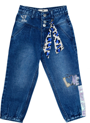 Ywee Tapered Fit Girls Dark Blue Jeans