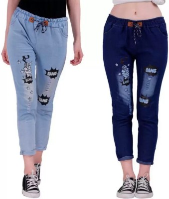 one amore Jogger Fit Women Dark Blue, Light Blue Jeans(Pack of 2)