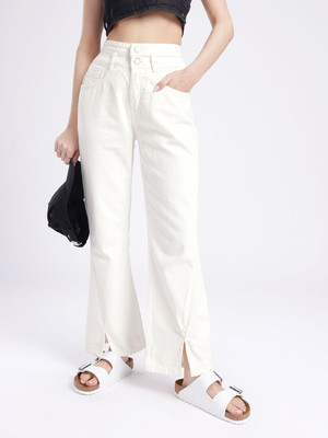 Glitchez Boot-Leg Women White Jeans