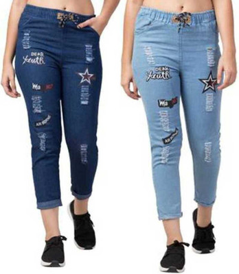 HouseOfCommon Jogger Fit Girls Blue Jeans(Pack of 2)