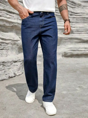 White leapard Relaxed Fit Men Dark Blue Jeans