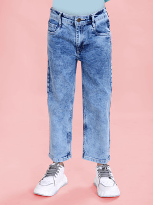 KiddoPanti Straight Fit Girls Light Blue Jeans