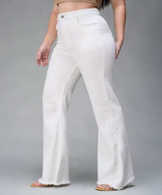 Miss Chase Boot-Leg Women White Jeans