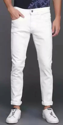 WHITE HAND Slim Men White Jeans