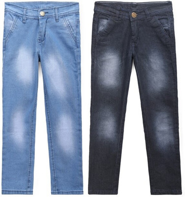 GUCHU Slim Boys Light Blue, Black Jeans(Pack of 2)