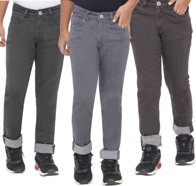 Dais Slim Boys Grey, Green, Brown Jeans(Pack of 3)