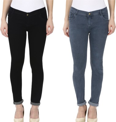 Veneto Brooks Regular Women Black, Grey Jeans(Pack of 2)