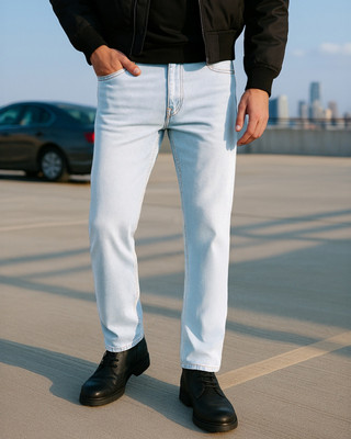 BEWAKOOF Slim Straight Fit Stretchable Washed Straight Fit Men Blue Jeans