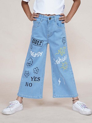 KiddoPanti Flared Girls Light Blue Jeans