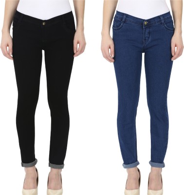 SASOKI Regular Women Black, Dark Blue Jeans(Pack of 2)