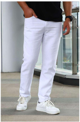 M Q Denim Loose Fit Men White Jeans
