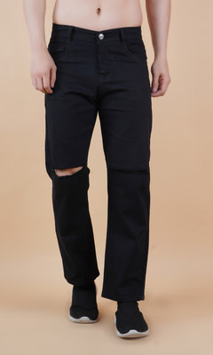White leapard Relaxed Fit Men Black Jeans