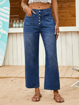 Qeboo Collection Loose Fit Women Dark Blue Jeans