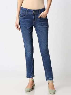 Kraus Jeans Women Blue Mid-Rise Crop Flare Jeans Flared Women Blue Jeans