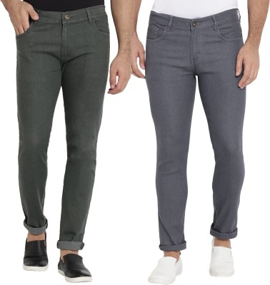 Dais Multicolor Strechable Jeans for Slim Men Dark Green, Grey Jeans(Pack of 2)