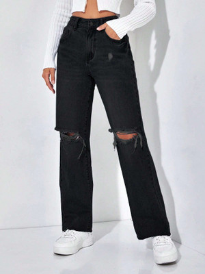 NUCLOTHS Straight Fit Women Black Jeans